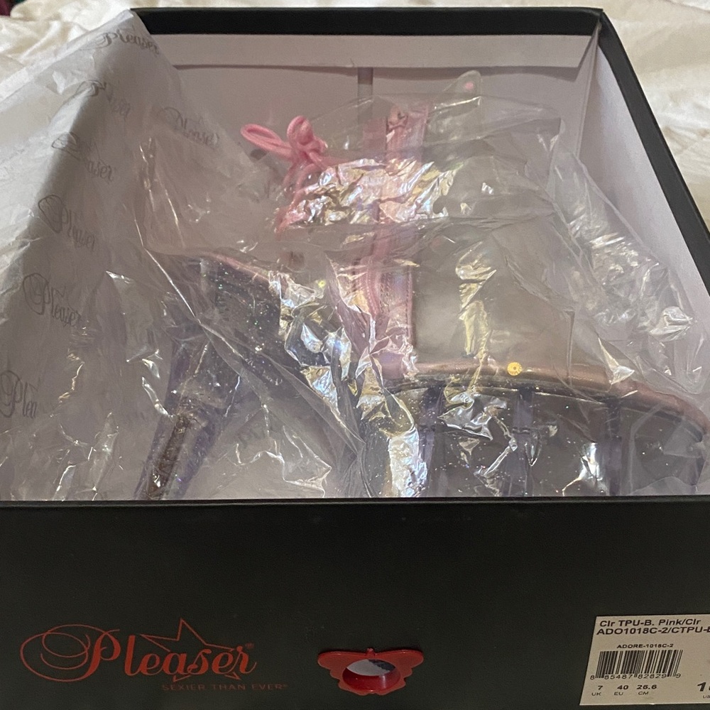 Pleaser Iridescent Pink Lace-Up Heels - Picture 2 of 4